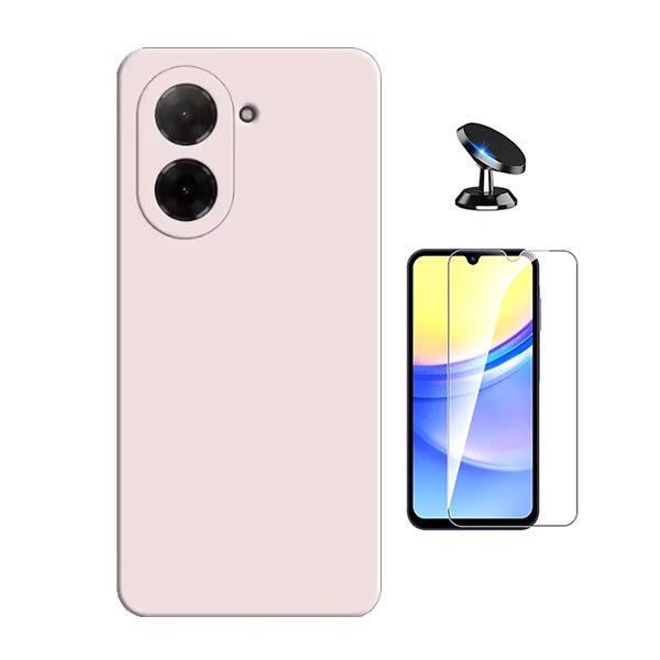 Kit Vidro Temperado Cleargorilasglass + Capa Proteção Silicone + Suporte de Carro GIFT4ME Para Xiaomi Redmi A5 4G - Rosa