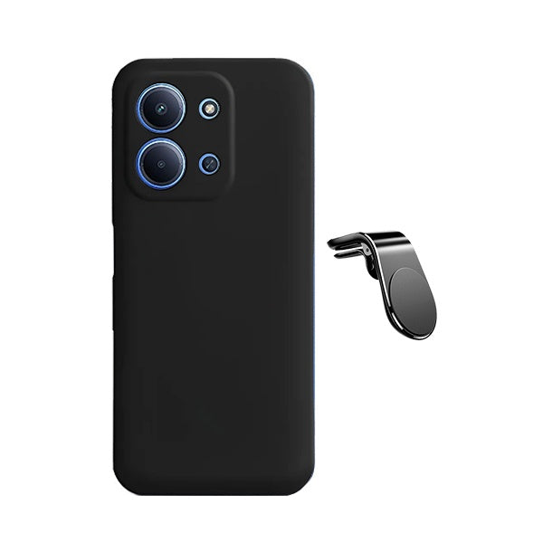 Kit Suporte de Carro Magnético L + Capa Proteção Silicone GIFT4ME Para Xiaomi Poco C85 - Preto