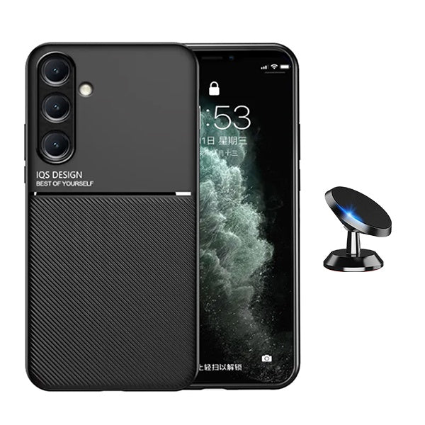 Kit Capa Traseira Magnética Anti Choque + Suporte Magnético GIFT4ME Para Samsung Galaxy A24 4G - Preto