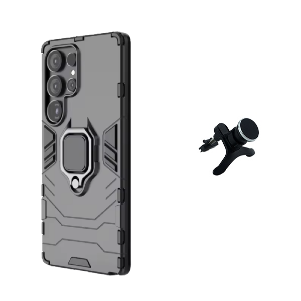 Kit Suporte Magnético Com Pernas + Capa de Proteção Militar Magnética GIFT4ME Para Samsung Galaxy S25 Ultra - Preto