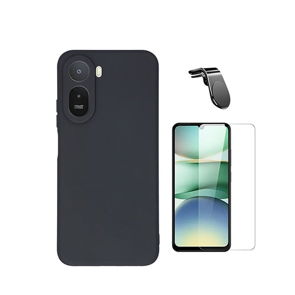 Kit Vidro Temperado Cleargorilasglass + Capa Proteção Silicone + Suporte Magnético L GIFT4ME Para Xiaomi Redmi A7 Pro - Preto