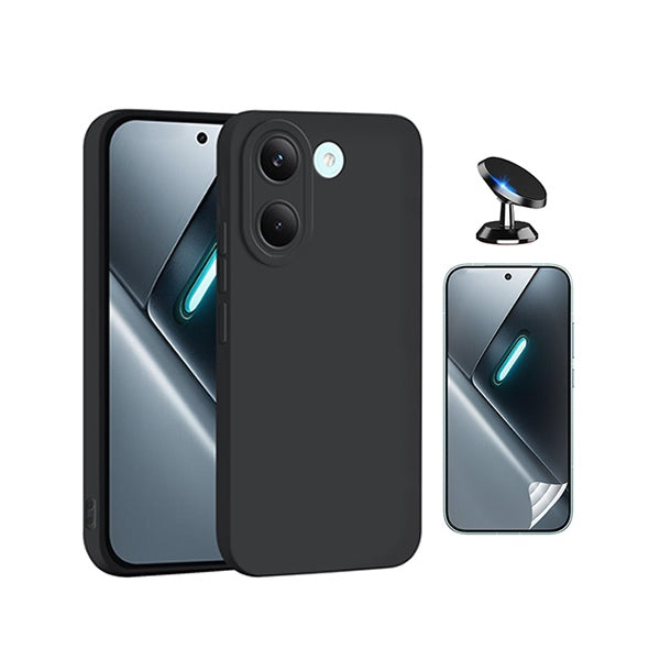 Kit Película Protectora de Hydrogel Frente + Capa Proteção Silicone + Suporte Magnético GIFT4ME Para Xiaomi Poco X8 Pro - Preto
