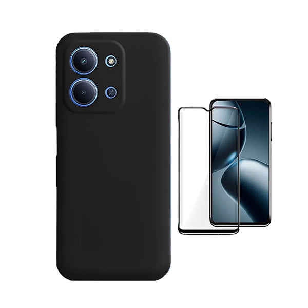Kit Película de Vidro Temperado Gorilasglass + Capa Proteção Silicone GIFT4ME Para Xiaomi Poco C85 - Preto