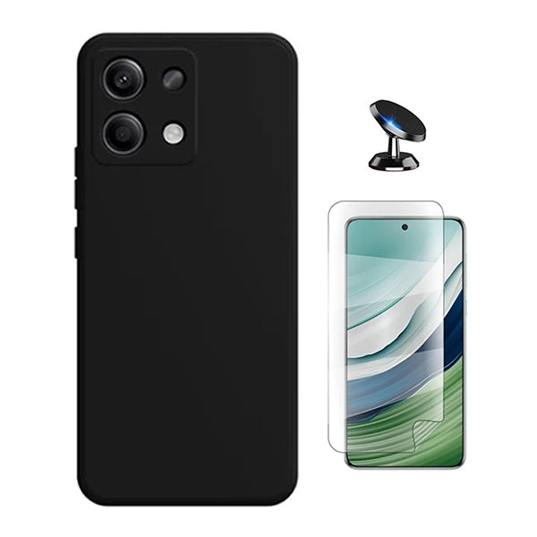 Kit Película Protectora de Hydrogel Frente + Capa Proteção Silicone + Suporte Magnético GIFT4ME Para Xiaomi Redmi Note 14S - Preto