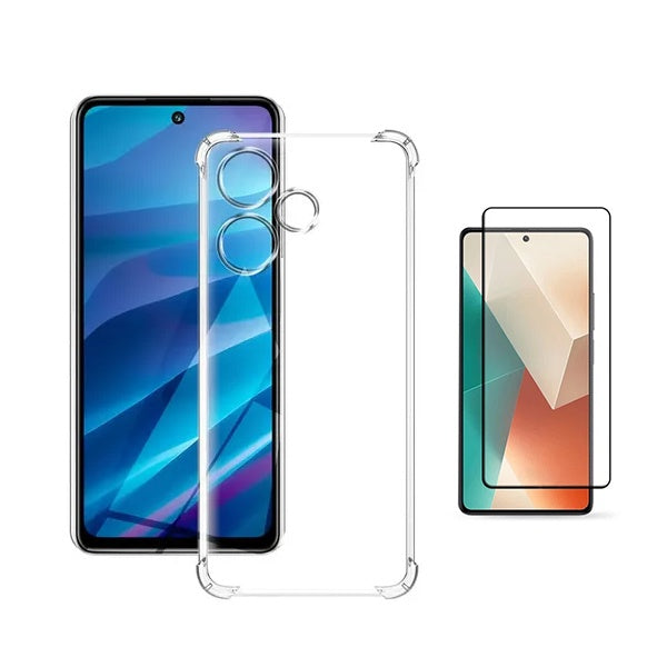 Kit Capa Super Proteção + Película de Vidro Temperado Gorilasglass Gift4Me Para Xiaomi Redmi Note 14 - Transparente