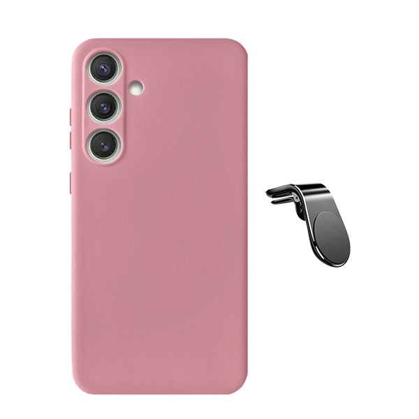 Kit Suporte de Carro Magnético L + Capa Proteção Silicone Gift4Me Para Samsung Galaxy A36 - Rosa
