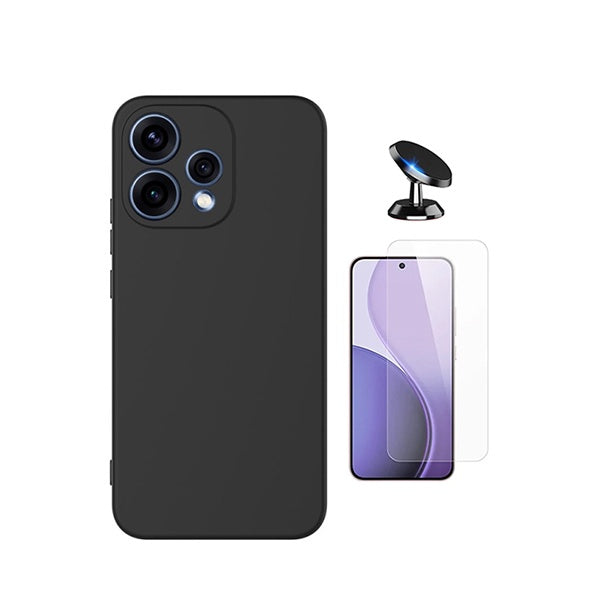 Kit Vidro Temperado Cleargorilasglass + Capa Proteção Silicone + Suporte de Carro GIFT4ME Para Oppo Reno15 - Preto