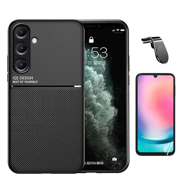 Kit Capa Traseira Magnética Anti Choque + Película Protectora de Hydrogel Frente + GIFT4ME Para Samsung Galaxy A24 4G - Preto