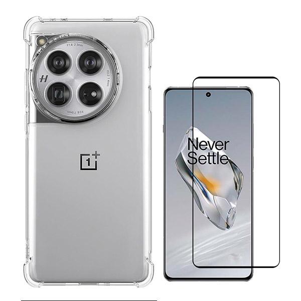 Kit Capa Traseira Super Proteção Transparente + Película de Vidro Temperado GOrilasGlass Curvado GIFT4ME para OnePlus 12 - Transparente