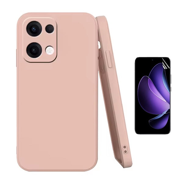 Kit Película Protectora de Hydrogel Frente + Capa Proteção Silicone GIFT4ME Para Oppo Reno13 - Rosa