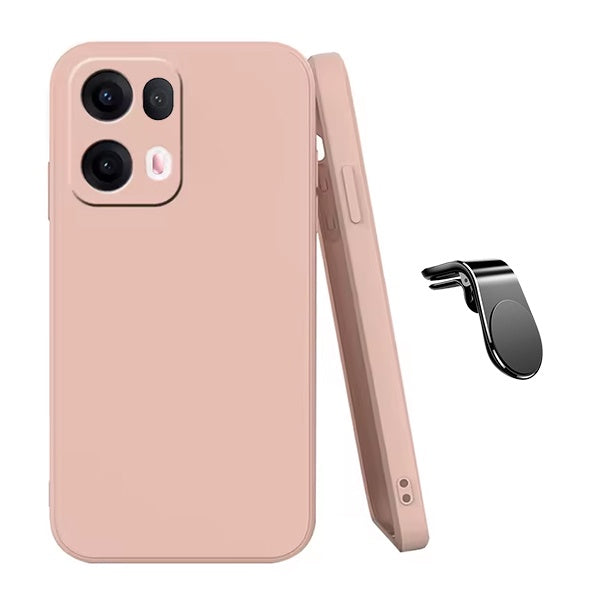 Kit Suporte de Carro Magnético L + Capa Proteção Silicone GIFT4ME Para Oppo Reno13 Pro - Rosa