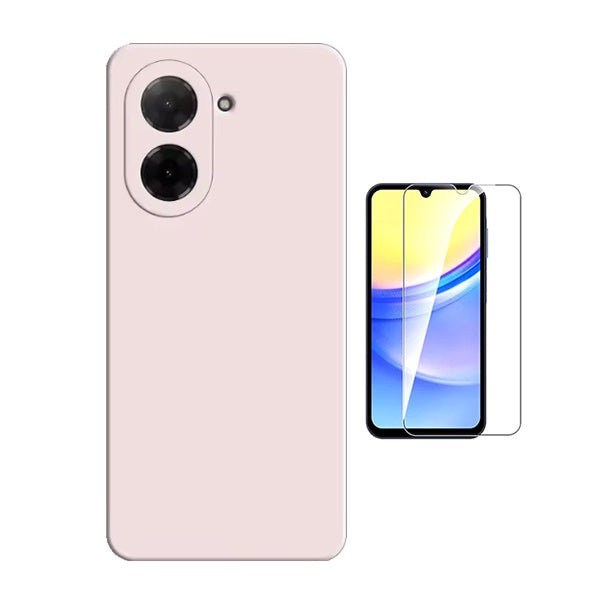 Kit Vidro Temperado Cleargorilasglass + Capa Proteção Silicone GIFT4ME Para Xiaomi Redmi A5 4G - Rosa