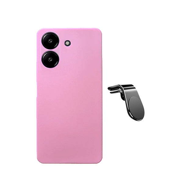 Kit Suporte de Carro Magnético L + Capa Proteção Silicone GIFT4ME Para Xiaomi Redmi A7 4G - Rosa