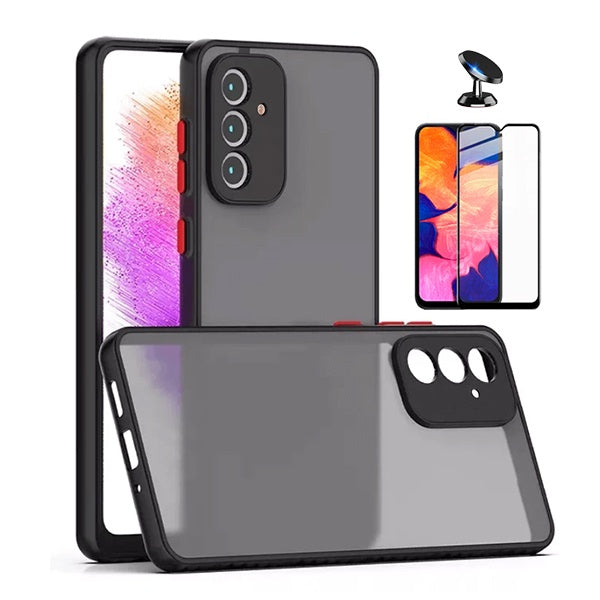 Kit Capa Traseira Proteção Camara + Película de Vidro Temperado Gorilasglass + Suporte Gift4Me Para Samsung Galaxy A13 5G - Preto