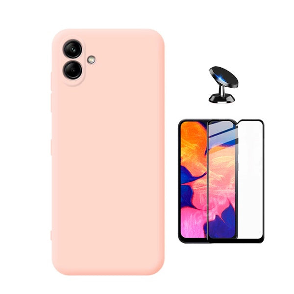 Kit Película de Vidro Temperado Gorilasglass + Capa Proteção Silicone + Suporte Magnético Gift4Me Para Samsung Galaxy M13 5G - Rosa