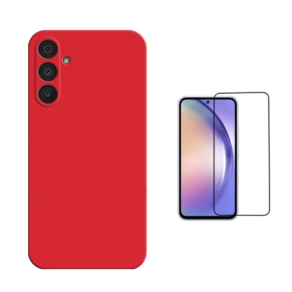 Kit Película de Vidro Temperado Gorilasglass + Capa Proteção Silicone Gift4Me Para Samsung Galaxy A36 5G - Vermelha