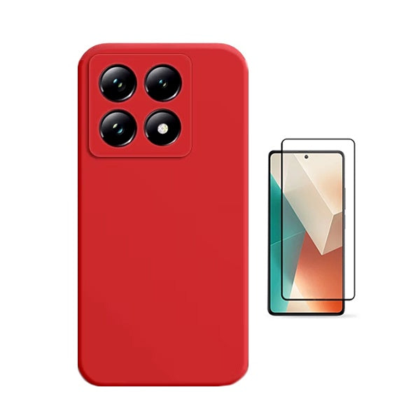 Kit Película de Vidro Temperado Gorilasglass + Capa Proteção Silicone Gift4Me Para Xiaomi 14T - Vermelha