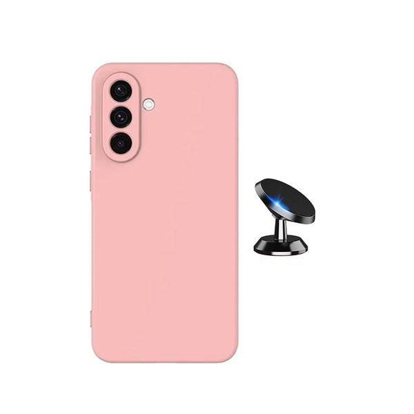 Kit Suporte Magnético + Capa Proteção Silicone GIFT4ME Para Samsung Galaxy A37 5G - Rosa