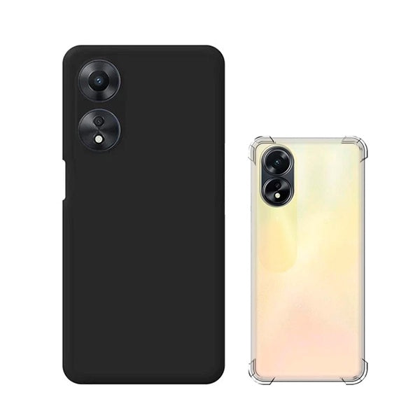 Kit Capa Proteção Silicone + Super Proteção Gift4Me Para Oppo A18 - Preto / Transparente