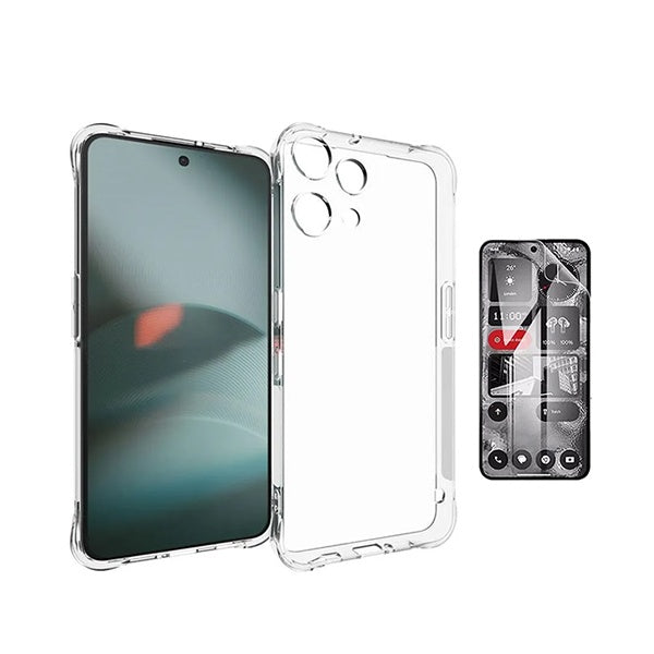 Kit Capa Traseira Super Proteção + Película de Hydrogel Frente Transparente GIFT4ME Para Nothing Phone (3a) Lite - Transparente