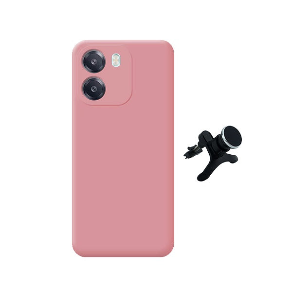 Kit Suporte Magnético Com Pernas + Capa Proteção Silicone GIFT4ME Para Oppo A6 4G - Rosa