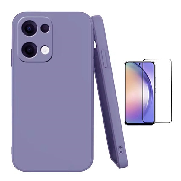 Kit Película de Vidro Temperado Gorilasglass + Capa Proteção Silicone GIFT4ME Para Oppo Reno13 - Roxo
