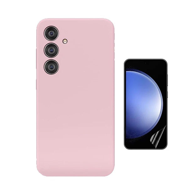 Kit Película Protectora de Hydrogel Frente + Capa Proteção Silicone Gift4Me Para Samsung Galaxy S25 - Rosa