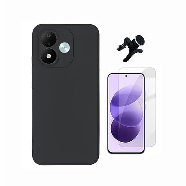Kit Vidro Temperado Cleargorilasglass + Capa Proteção Silicone + Suporte Reforçado de Carro GIFT4ME Para Xiaomi Redmi Note 17 5G - Preto
