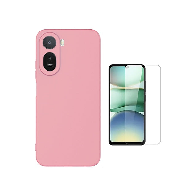 Kit Vidro Temperado Cleargorilasglass + Capa Proteção Silicone GIFT4ME Para Xiaomi Redmi A7 Pro - Rosa