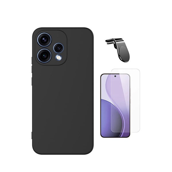 Kit Vidro Temperado Cleargorilasglass + Capa Proteção Silicone + Suporte Magnético L GIFT4ME Para Oppo Reno15 - Preto