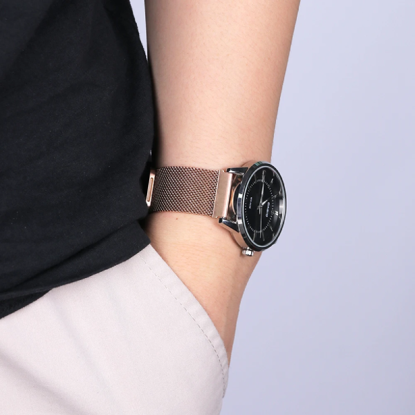 Bracelete Milanese Com Fecho Magnético GIFT4ME Para Coros Apex 2 - Rosa Ouro