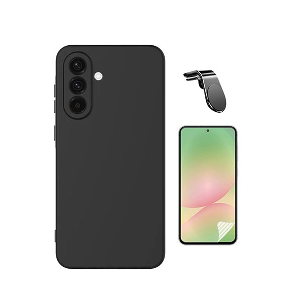 Kit Película Protectora de Hydrogel Frente + Capa Proteção Silicone + Suporte Magnético L GIFT4ME Para Samsung Galaxy A37 5G - Preto