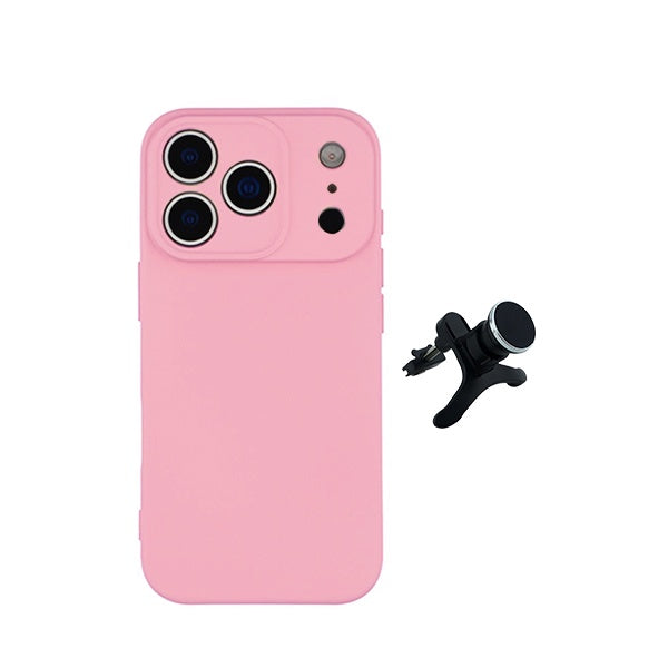 Kit Suporte Magnético Com Pernas + Capa Proteção Silicone GIFT4ME Para Apple iPhone 18 Pro Max - Rosa