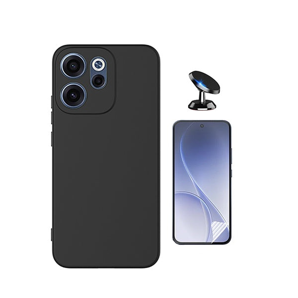 Kit Película Protectora de Hydrogel Frente + Capa Proteção Silicone + Suporte Magnético GIFT4ME Para Oppo Reno15 FS - Preto
