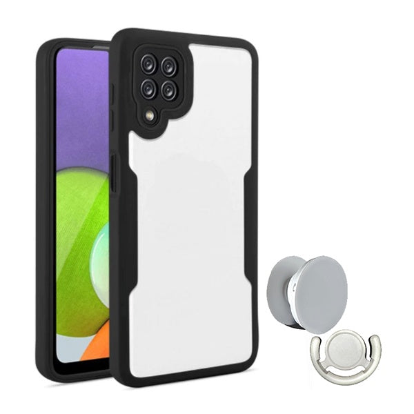 Kit Capa 360° Proteção Frente e Verso + 1 Handholder + 1 Suporte Handholder Branco Gift4Me Para Samsung Galaxy M53 - Preto /Branco