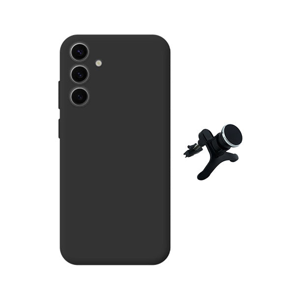 Kit Suporte Magnético Com Pernas + Capa Proteção Silicone GIFT4ME Para Samsung Galaxy S25 FE 5G - Preto