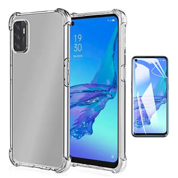 Kit Capa Traseira Super Proteção + Película de Hydrogel Frente Transparente Gift4Me Para Oppo A32 - Transparente