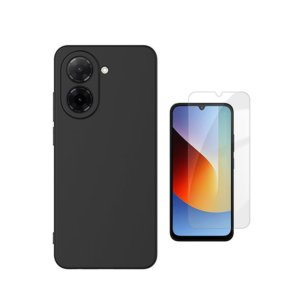 Kit Vidro Temperado Cleargorilasglass + Capa Proteção Silicone GIFT4ME Para Xiaomi Redmi A7 4G - Preto