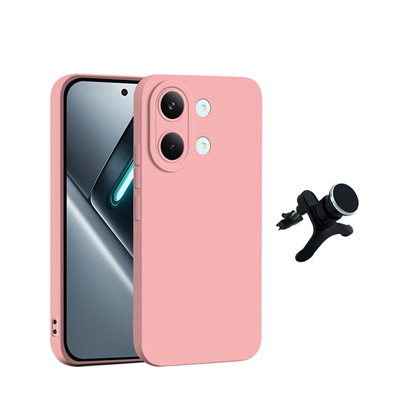 Kit Suporte Magnético Com Pernas + Capa Proteção Silicone GIFT4ME Para Xiaomi Poco X8 Pro Max 5G - Rosa