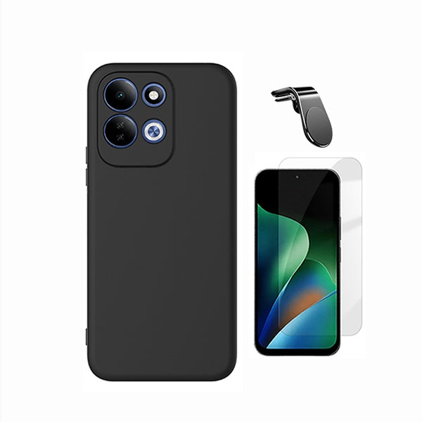 Kit Vidro Temperado Cleargorilasglass + Capa Proteção Silicone + Suporte Magnético L GIFT4ME Para Xiaomi Redmi 17 5G - Preto