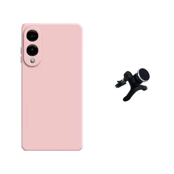 Kit Suporte Magnético Com Pernas + Capa Proteção Silicone Gift4Me Para Samsung Galaxy S25 Edge - Rosa