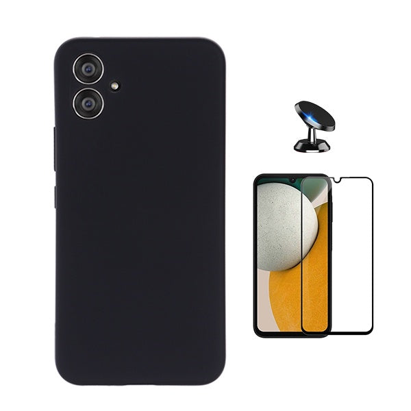 Kit Película de Vidro Temperado Gorilasglass + Capa Proteção Silicone + Suporte Magnético Gift4Me Para Samsung Galaxy A06 - Preto