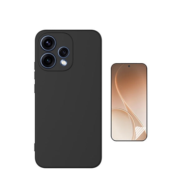 Kit Película Protectora de Hydrogel Frente + Capa Proteção Silicone GIFT4ME Para Oppo Reno15 - Preto