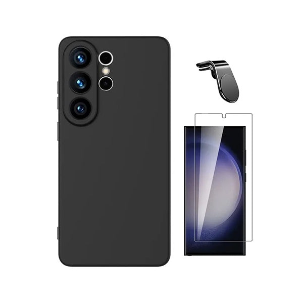 Kit Vidro Temperado Cleargorilasglass + Capa Proteção Silicone + Suporte Magnético L GIFT4ME Para Samsung Galaxy S26 Ultra - Preto