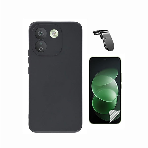 Kit Película Protectora de Hydrogel Frente + Capa Proteção Silicone + Suporte Magnético L GIFT4ME Para Xiaomi Redmi Note 17 Pro Max 5G - Preto