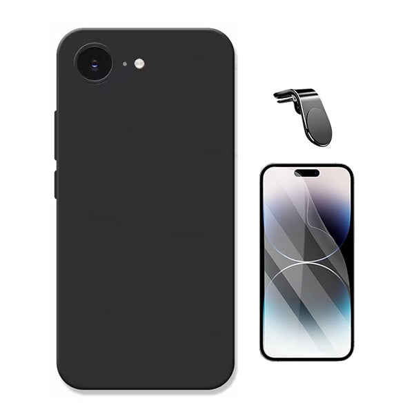 Kit Película Protectora de Hydrogel Frente + Capa Proteção Silicone + Suporte Magnético L GIFT4ME Para Apple iPhone 17e - Preto