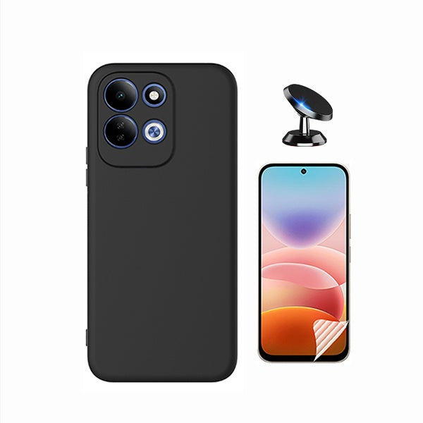 Kit Película Protectora de Hydrogel Frente + Capa Proteção Silicone + Suporte Magnético GIFT4ME Para Xiaomi Redmi 17 4G - Preto