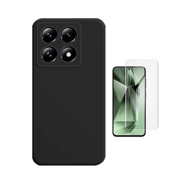 Kit Película Protectora de Hydrogel Frente + Capa Proteção Silicone Gift4Me Para Xiaomi 14T - Preto