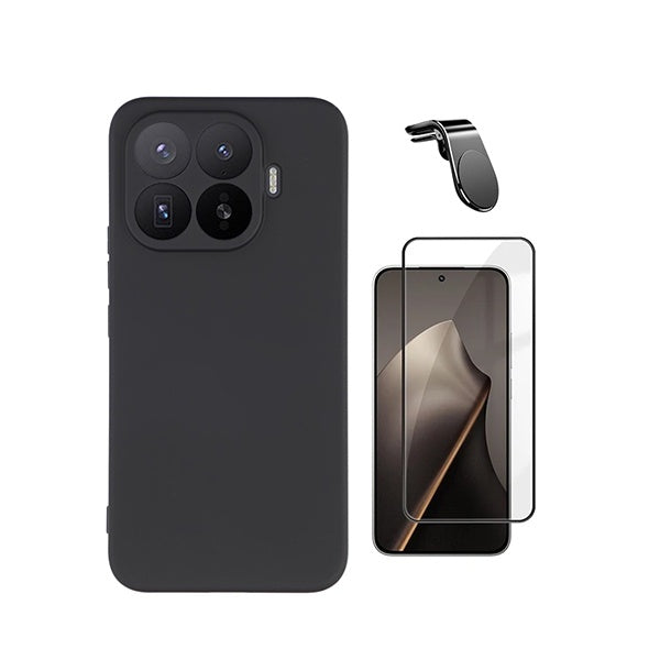 Kit Película de Vidro Temperado Gorilasglass + Capa Proteção Silicone + Suporte Magnético L GIFT4ME Para Xiaomi 17T Pro 5G - Preto