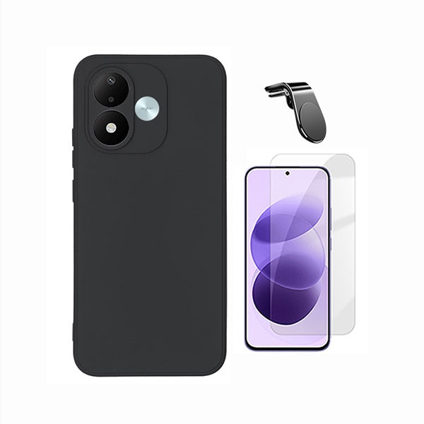 Kit Vidro Temperado Cleargorilasglass + Capa Proteção Silicone + Suporte Magnético L GIFT4ME Para Xiaomi Redmi Note 17 4G - Preto